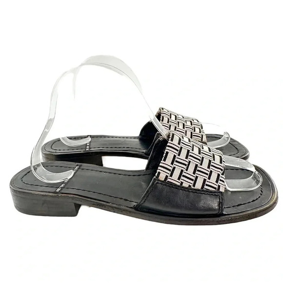 Me Too sandals size 8 fiesta black white leather woven slides vintage 90s Y2k - Picture 1 of 15